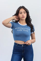 Camiseta Para Mujer Azul Aero Girls Fashion Ss 6588