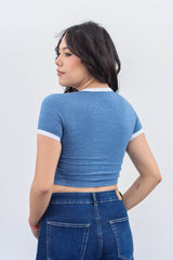 Camiseta Para Mujer Azul Aero Girls Fashion Ss 6588