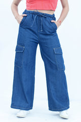 Jean Para Mujer Aero Girls Denim Fashion Cargo Dark Wash 9312
