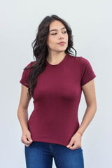 Camiseta Para Mujer Vino Tinto Aero Girls Solid Ss 4204