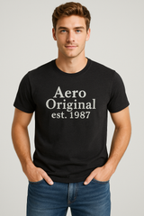 Camiseta Para Hombre Aero Level 1 Graphic Tees Dark Black 5881