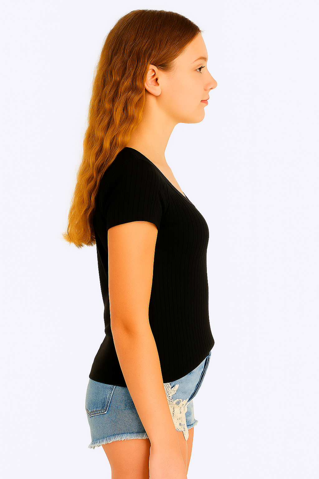 Camiseta Para Mujer Aero Girls Solid SS Dark Black 4495