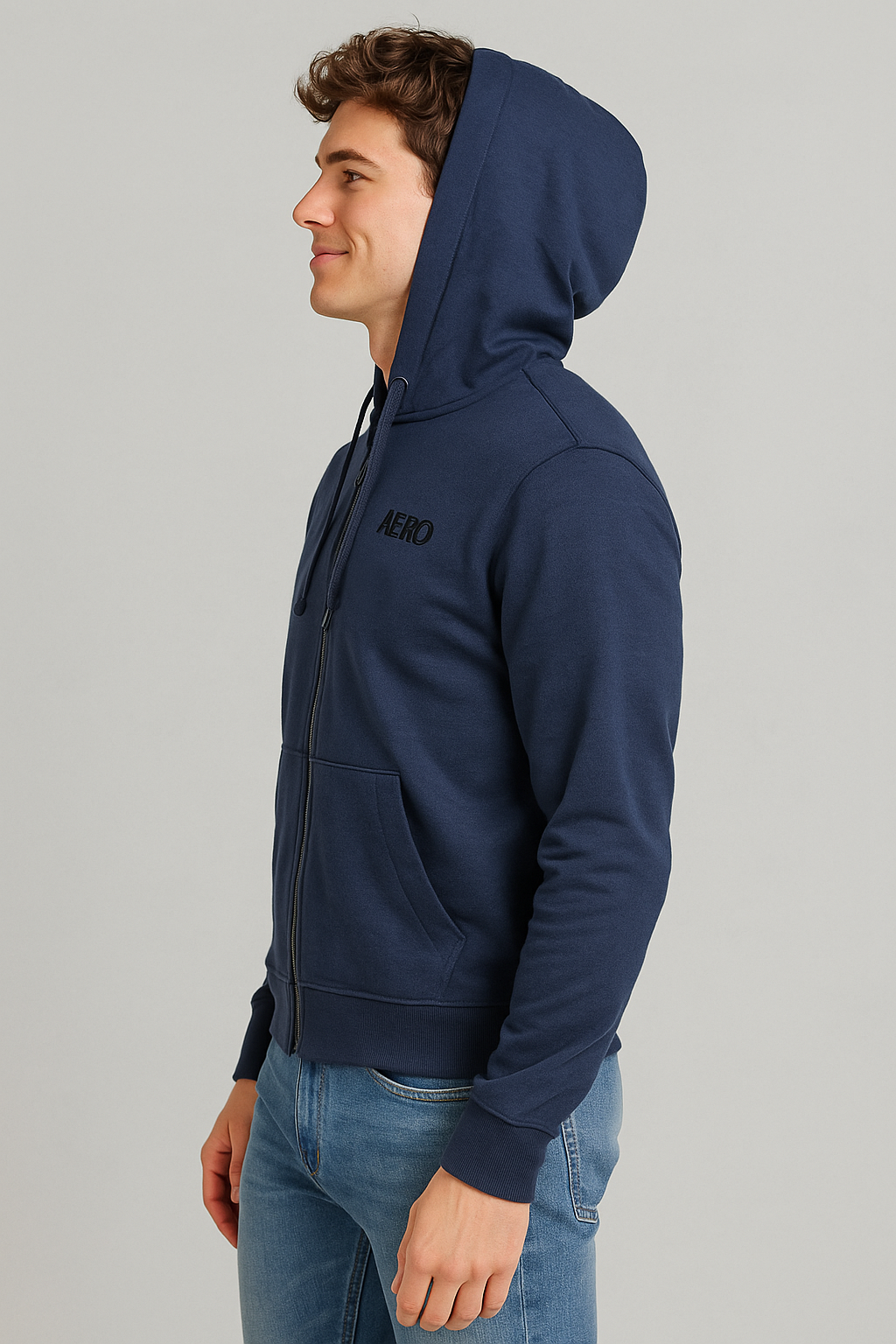 Buzo Para Hombre Aero Guys Full Zip Hoodies Cadet Navy 5619