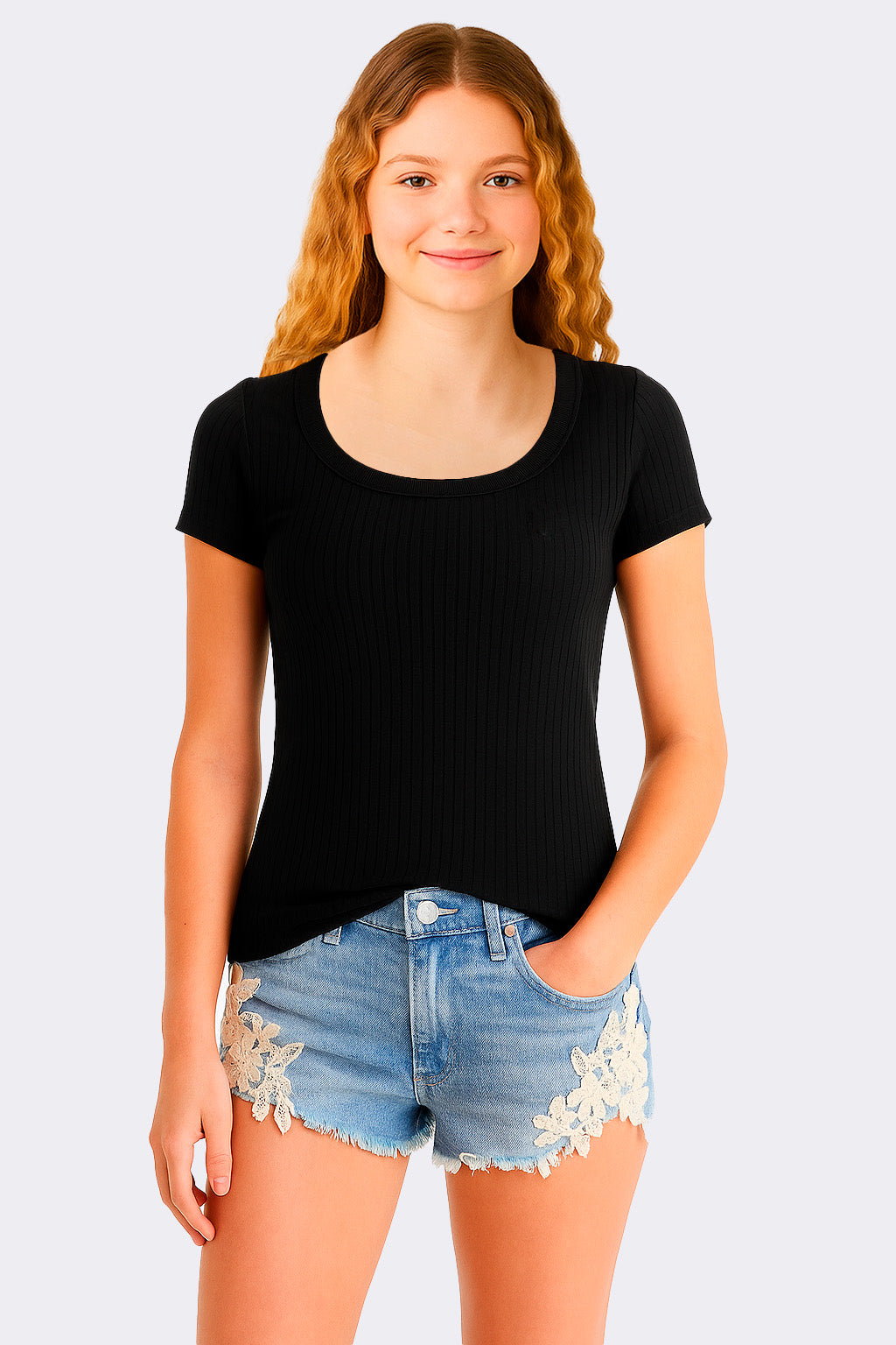 Camiseta Para Mujer Aero Girls Solid SS Dark Black 4495