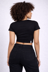 Camiseta para Mujer Aero Fashion Bare Solid Dark Black Baby Tee 2232