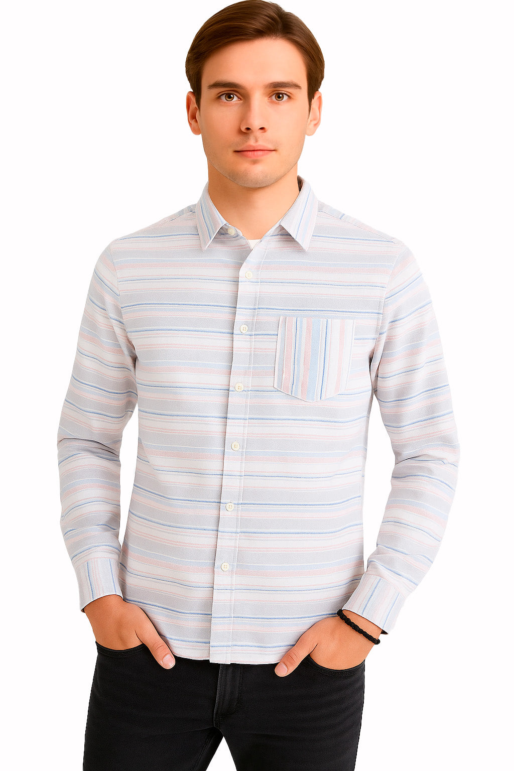 Camisa Para Hombre Aero Guys LS Woven Shirts Egret 1034