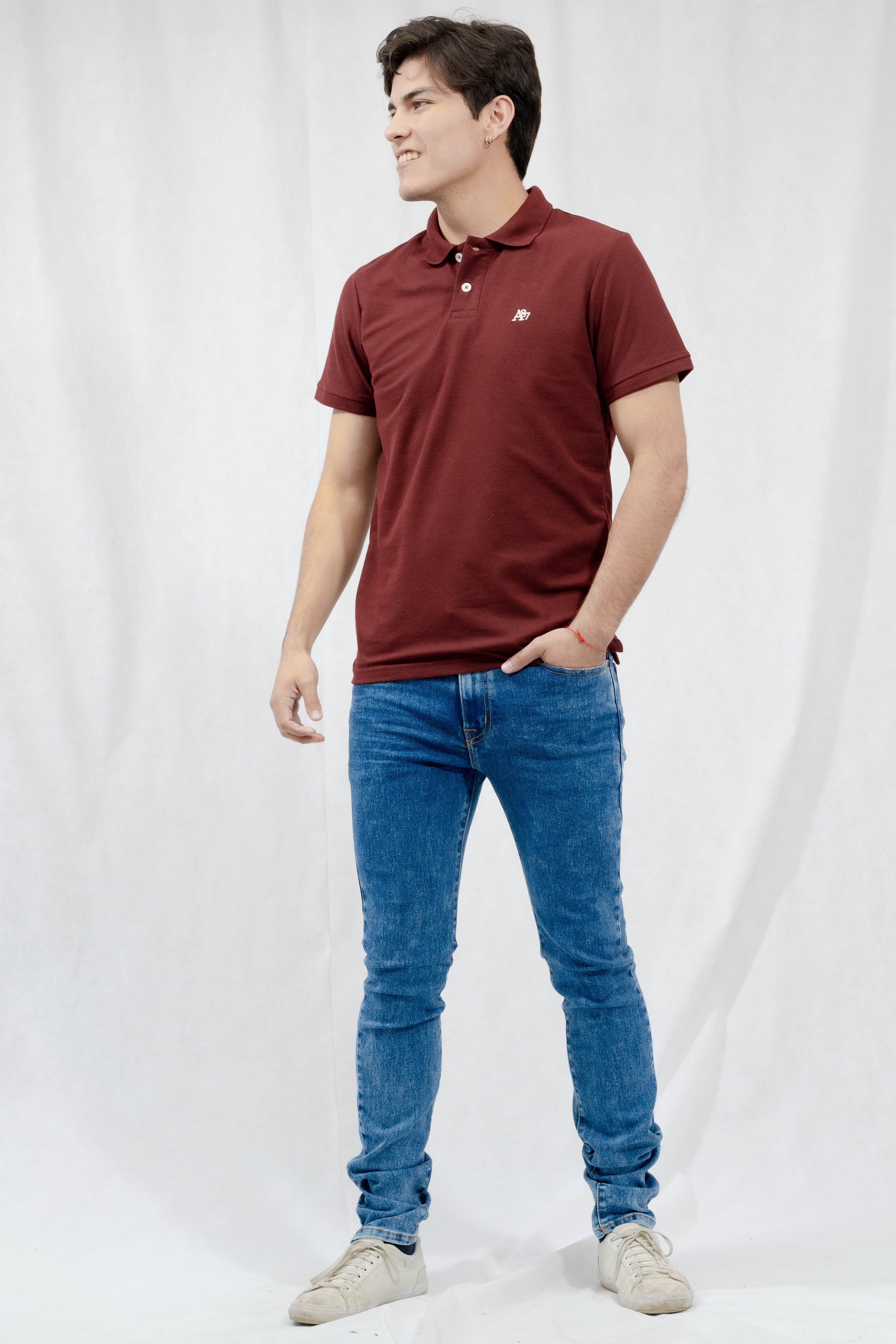 Polo Para Hombre Aero Guys Ss Solid Polo Earth Red