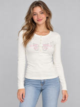 Camiseta Manga Larga Para Mujer Aero Girls Ls Henley Birch 1447