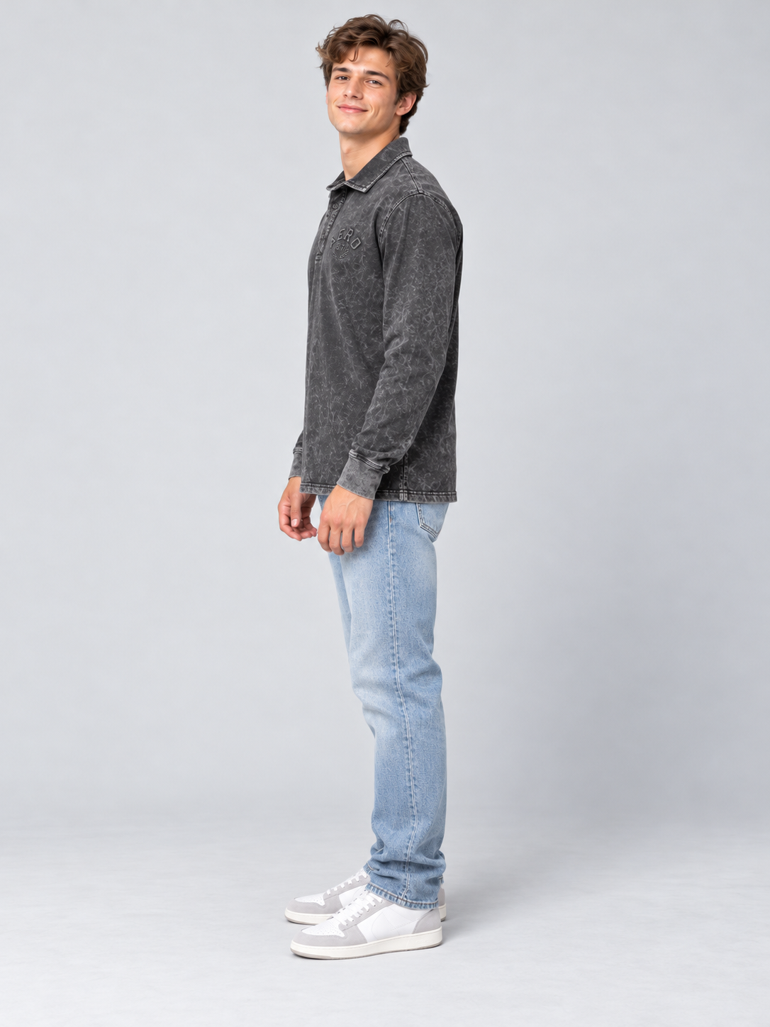 Buzo Para Hombre Aero Ls Tees Charcoal Heather Grey 2187
