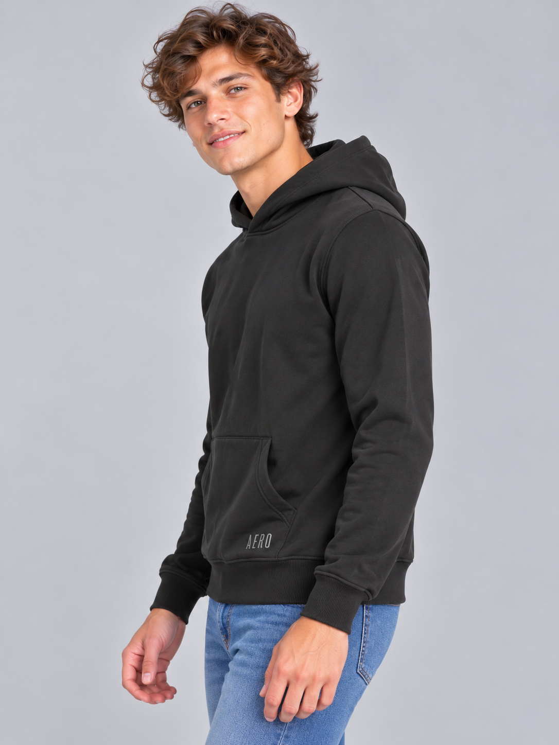 Buzo Para Hombre Aero Guys Popover Hoodies Dark Black 2174