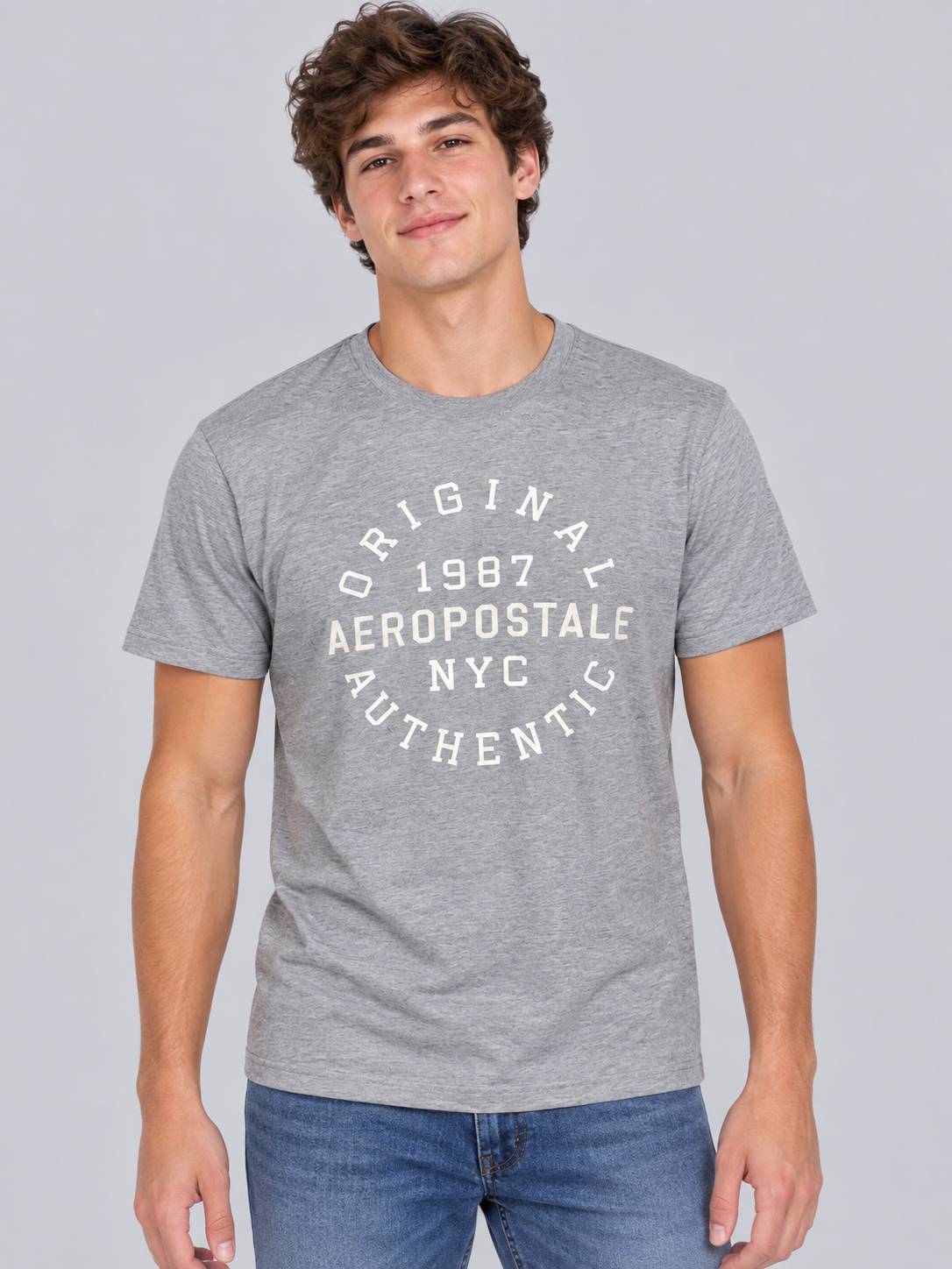 Camiseta Para Hombre Aero Level 2 Graphic Tees Light Heather Grey 6143