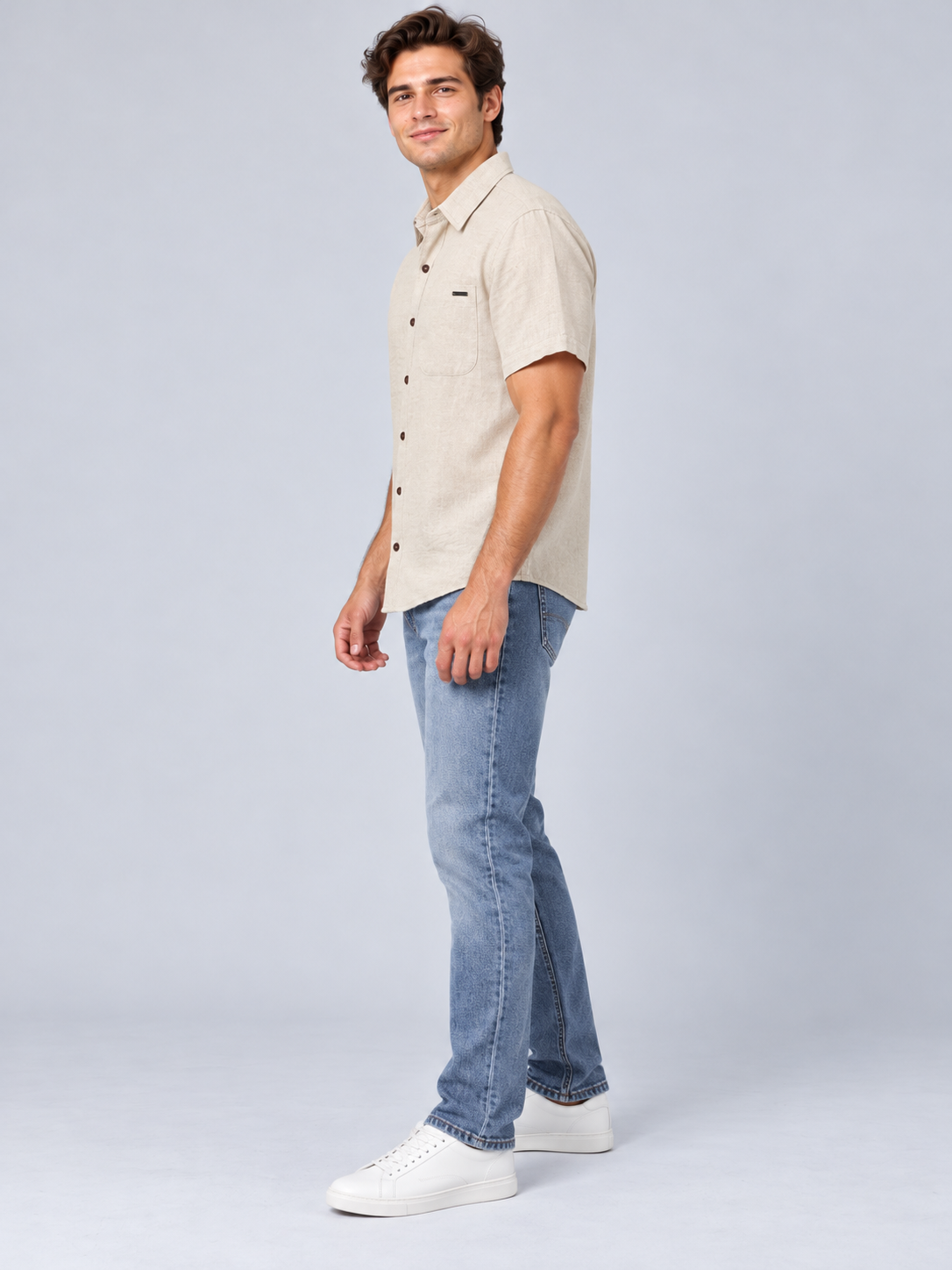 Camisa Para Hombre Aero Guys SS Woven Shirts Egret 2264