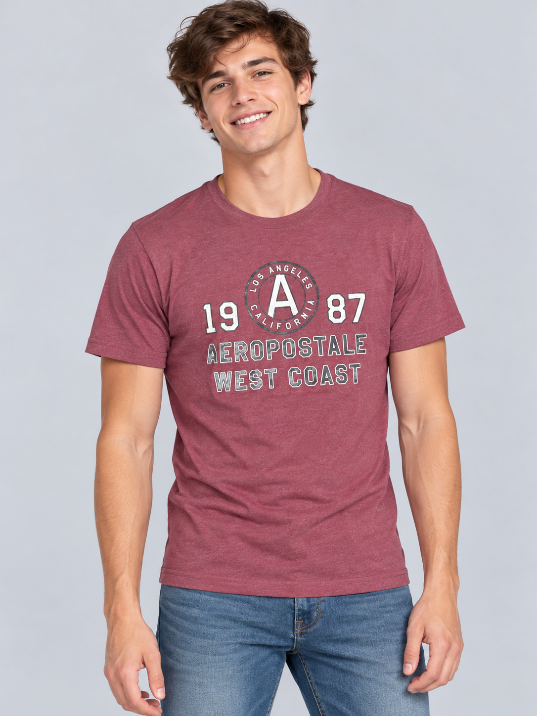 Camiseta Para Hombre Aero Level 2 Graphic  Tees Pomegranate 5301