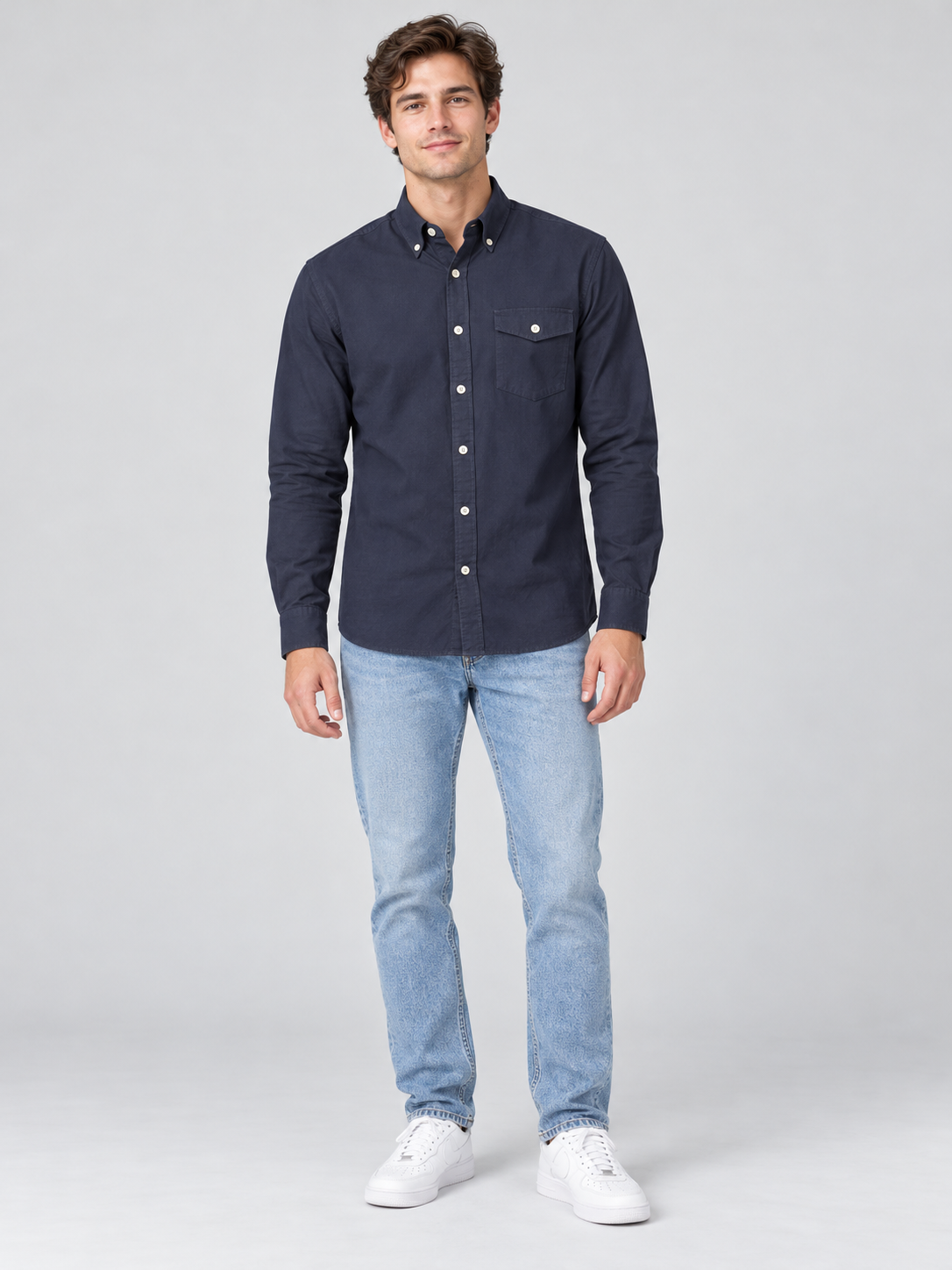 Camisa Para Hombre Aero Guys Ls Woven Shirts Cadet Navy  9962
