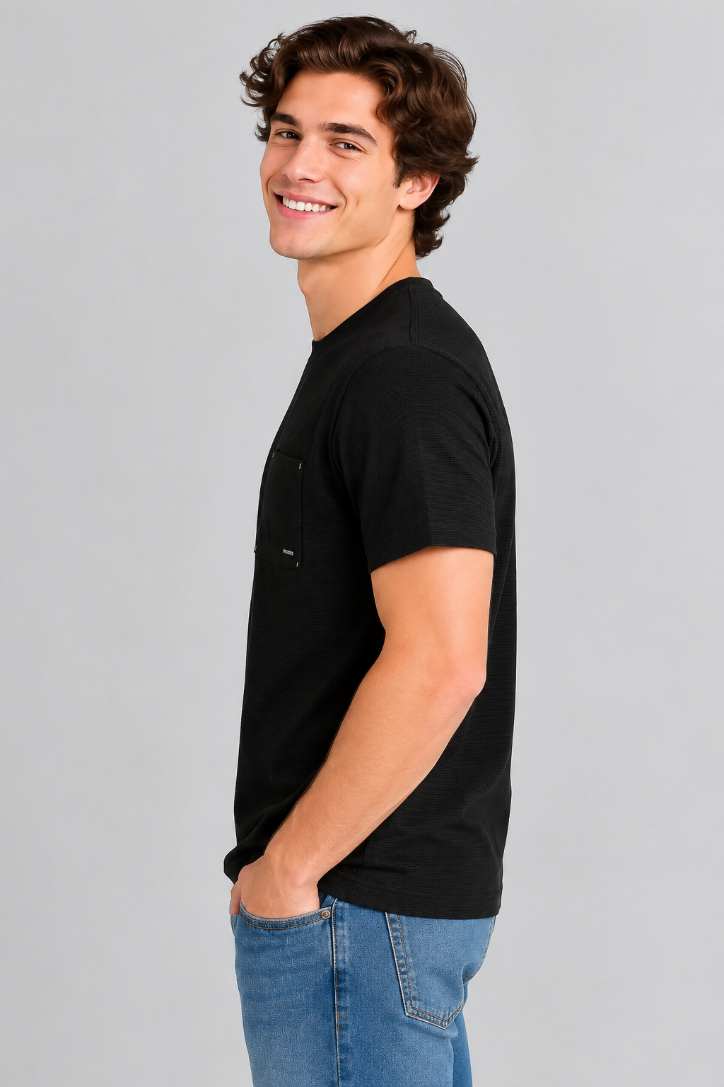 Camiseta Para Hombre Aero BC SS Knits Dark Black 1033 (RELAXED)