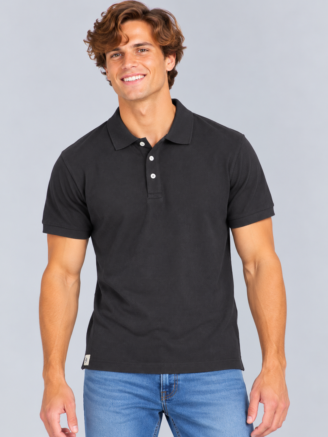 Camiseta Polo Para Hombre Aero Guys Ss Novelty Polo Dark Black 1936