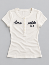 Camiseta Para Mujer Aero Girls Ss Henley Birch 4775