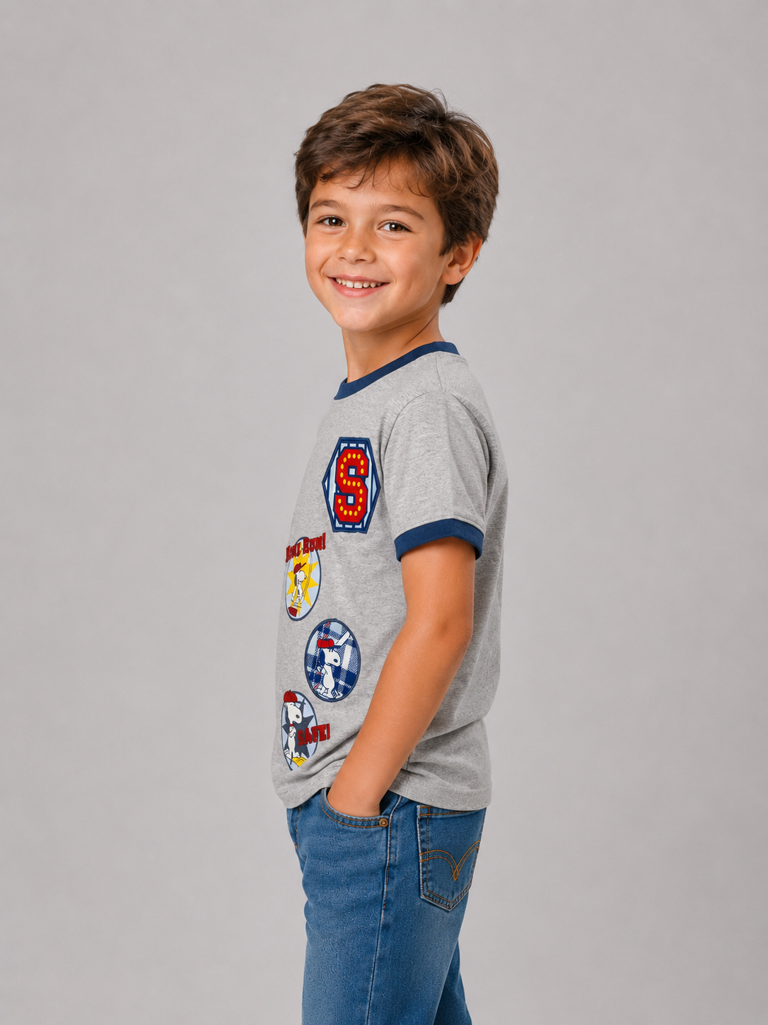 Camiseta con manga corta Kids Aero B Level 2 SS Light Heather Grey PEANUTS302