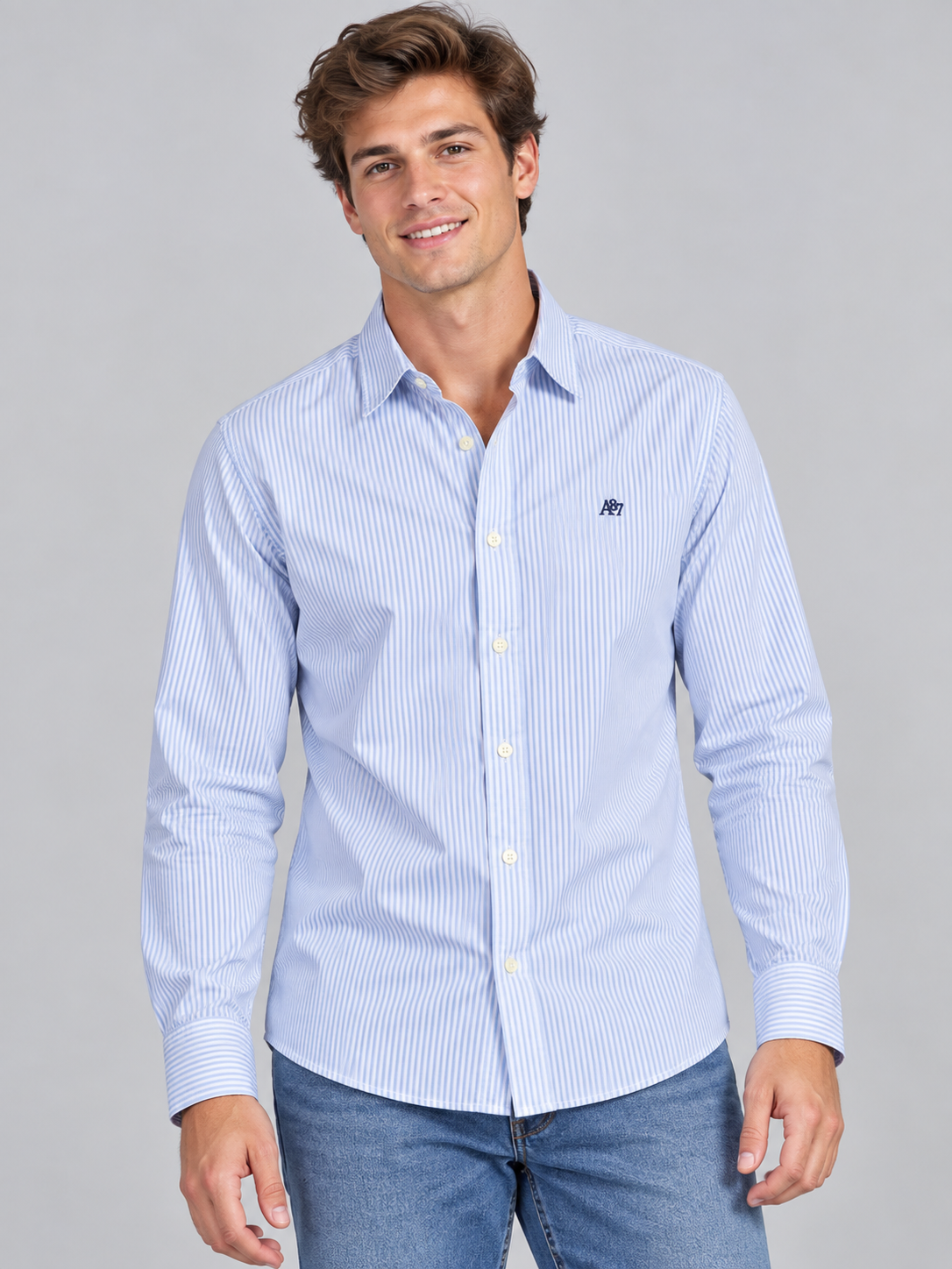 Camisa Para Hombre Aero Guys Ls Woven Shirts Kentucky Blue 1333