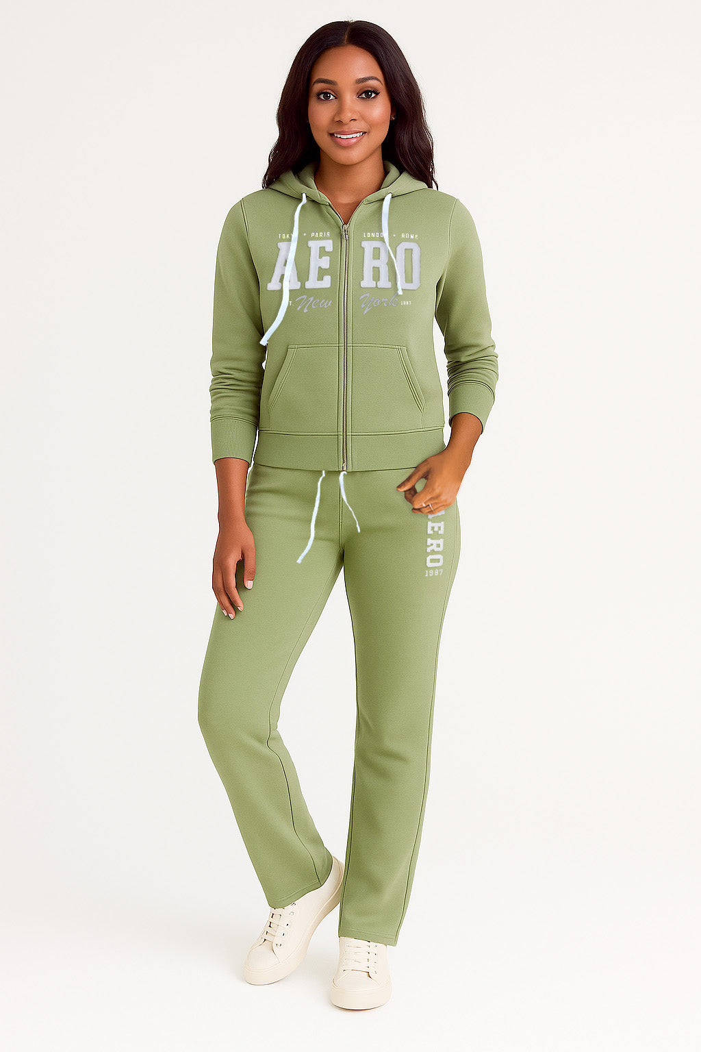 Buzo Para Mujer Aero Girls Fleece Zip Front Spirit Sage 3514