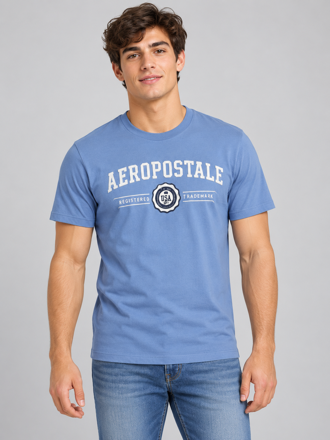 Camiseta Para Hombre Aero Level 2 Graphic Tees Suede Blue 6206