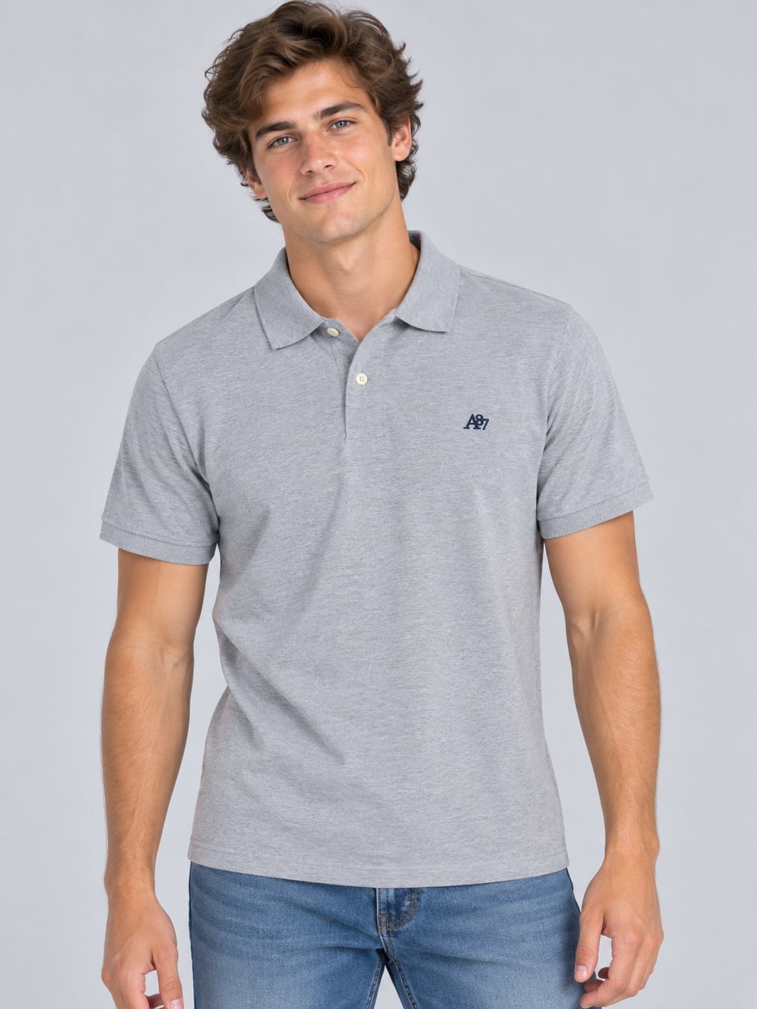 Camiseta Polo Para Hombre Aero Guys Ss Solid Polo Light Heather Grey 7907