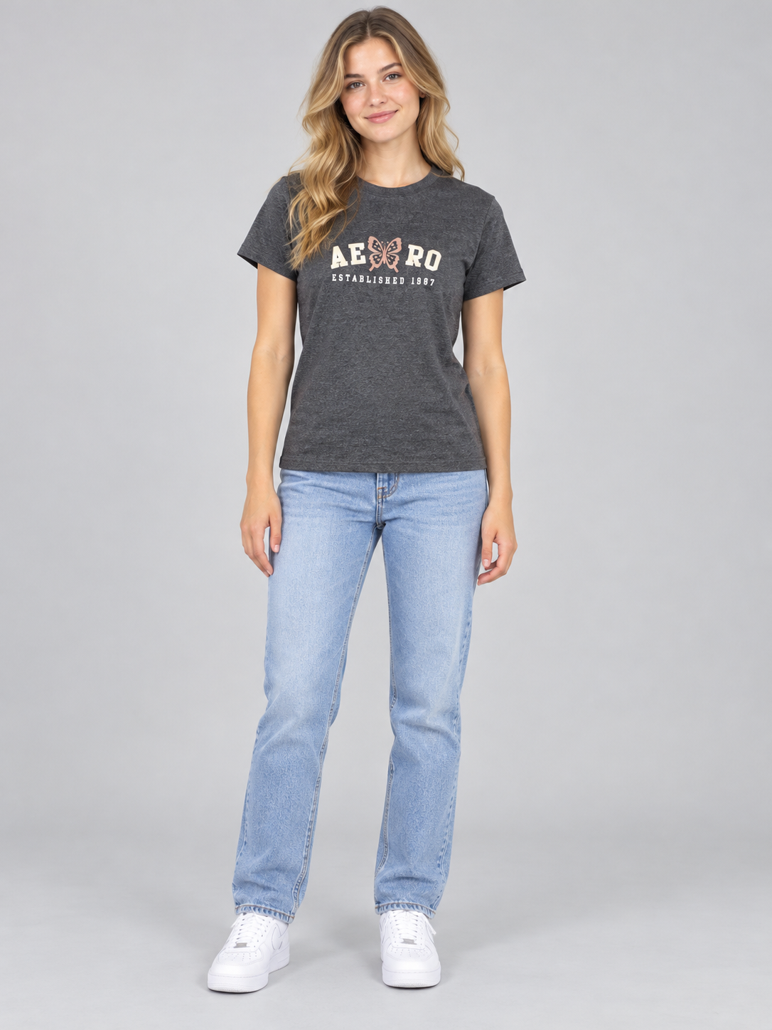 Camiseta Para Mujer Aero Graphic Level 2 Charcoal Heather Grey 7351