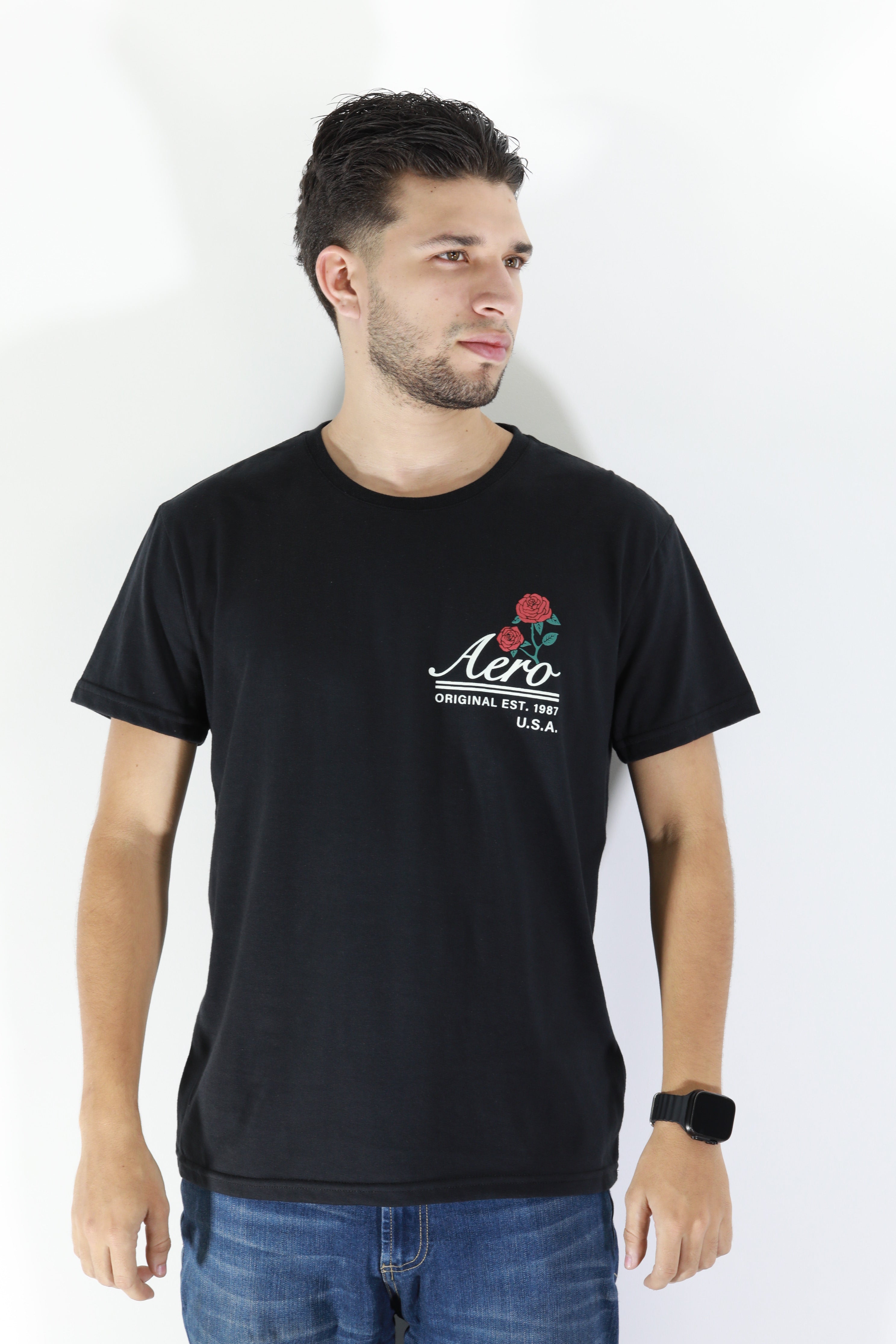 Camiseta Para Hombre Aero Level 2 Graphic Tees Dark Black 4617