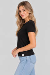 Camiseta Basica Para Mujer Aero Girls Fashion SS Dark Black 1602 100% Algodón
