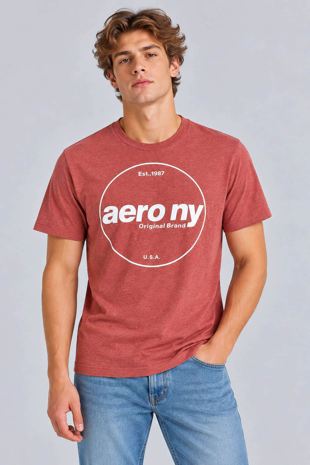 Camiseta Para Hombre Aero Level 2 Graphic Tees Earth Red 6128