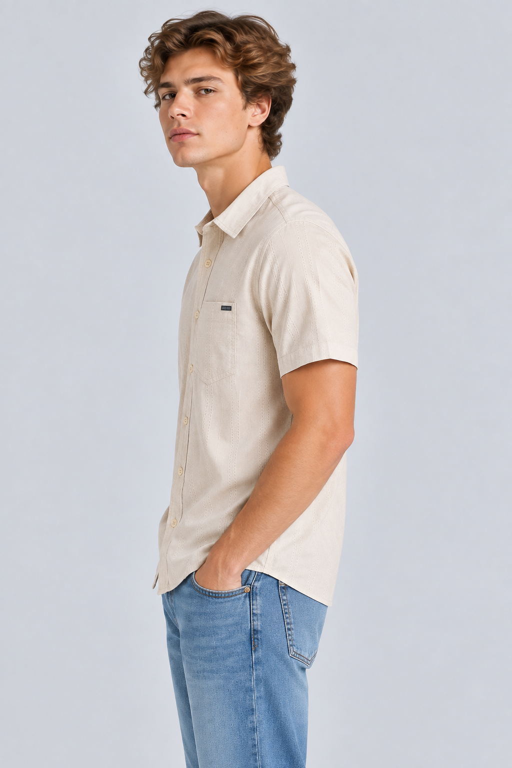 Camisa Para Hombre Aero Guys SS Woven Shirts Egret 9859