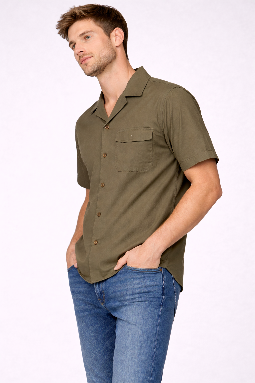Camisa Para Hombre Aero Guys SS Woven  SHirts Green Gables Relax 2221