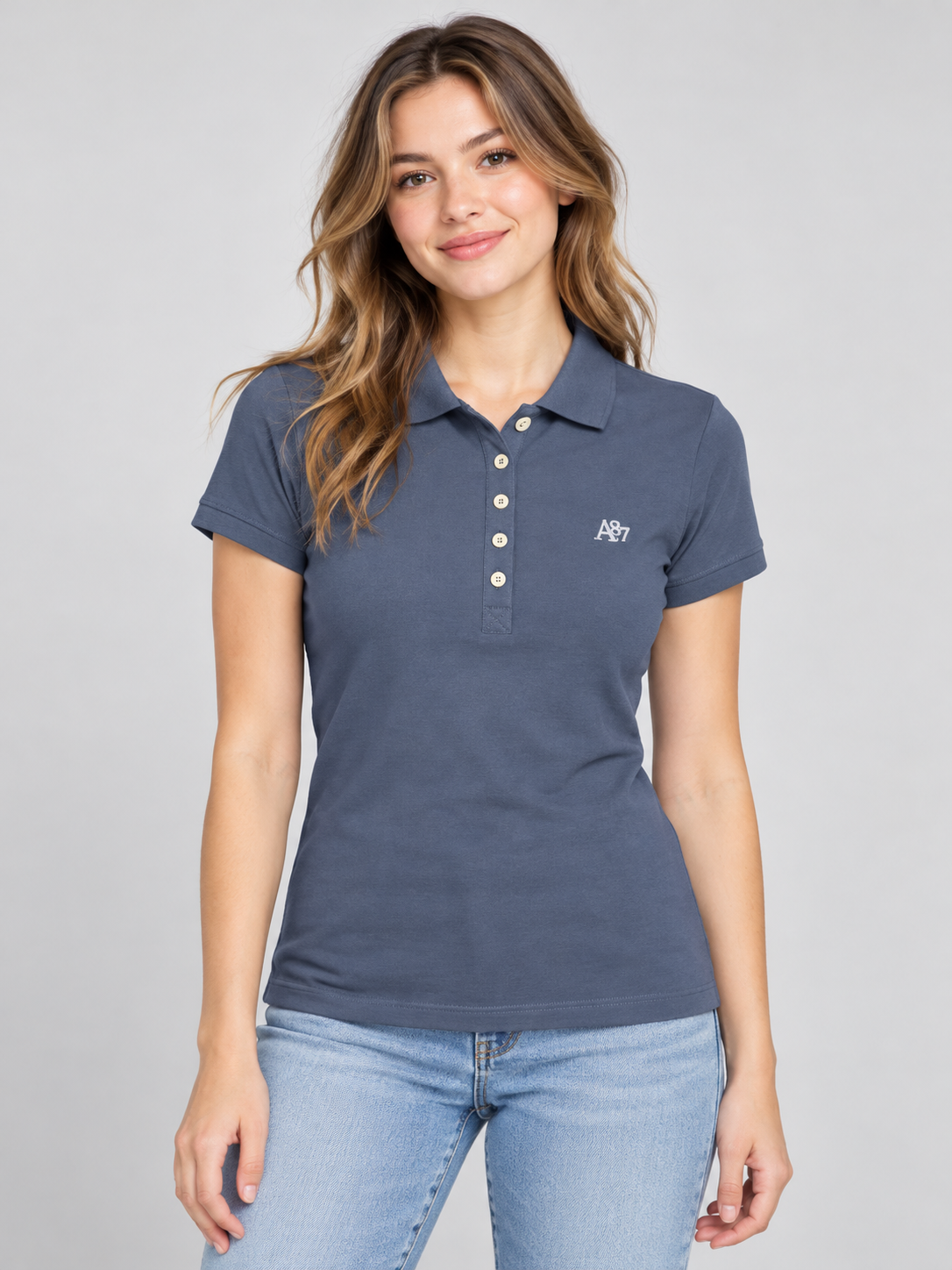 Camiseta Polo Para Mujer Aero Solid Polo Cadet Navy  4164