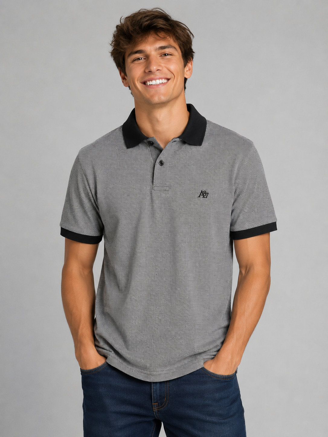 Camiseta Polo Aero Guys SS Novelty Polo Charcoal Heather Grey 2180