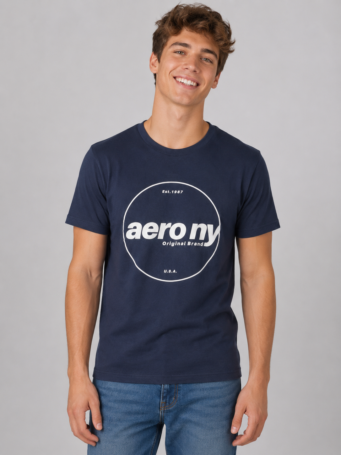 Camiseta Para Hombre Aero Level 1 Graphic Tees Cadet Navy 2168