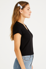 Camiseta Para Mujer Aero Girls Solid SS Dark Black 6505