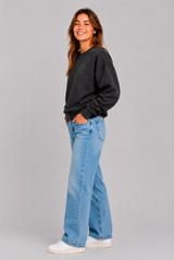 Buzo Para Mujer Aero Girls Fleece Crew Dark Black 2383