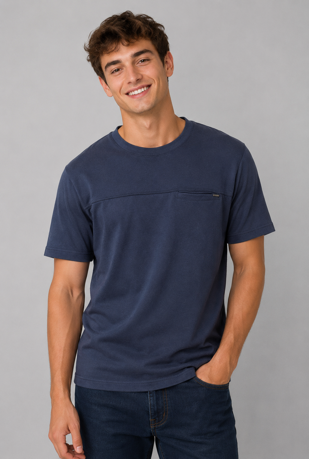 Camiseta Para Hombre Aero BC SS Knits Cadet Navy Relax 2249