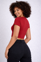 Camiseta para Mujer Aero Fashion Bare Solid Pomegranate Baby Tee 2232