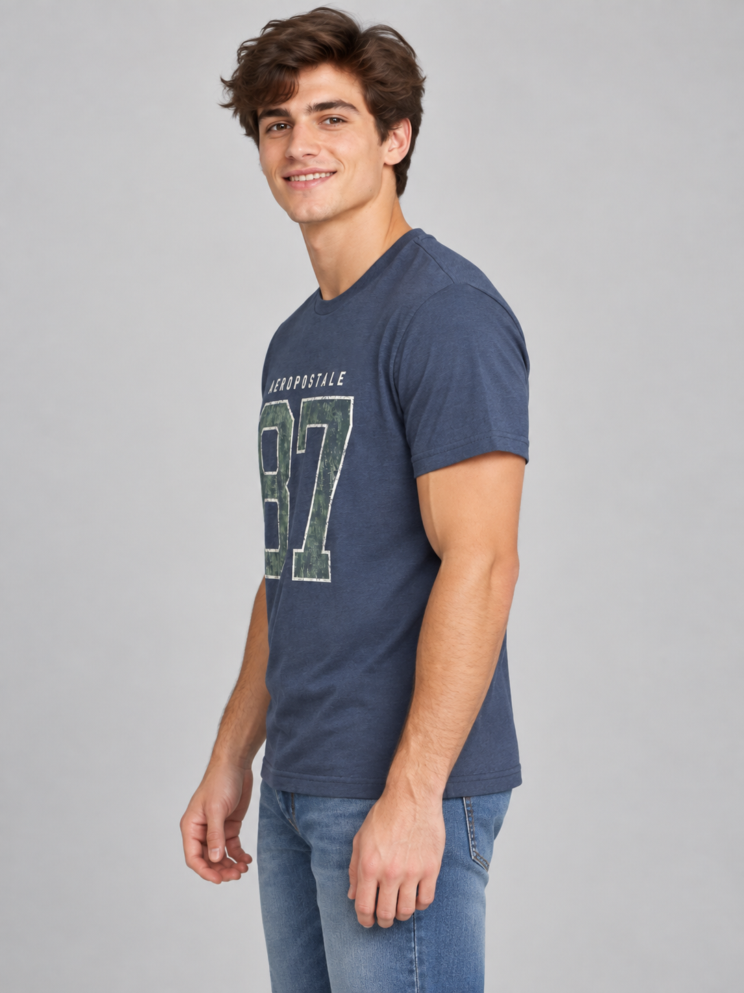 Camiseta Para Hombre Aero Level 2 Graphic Tees Cadet Navy 6279