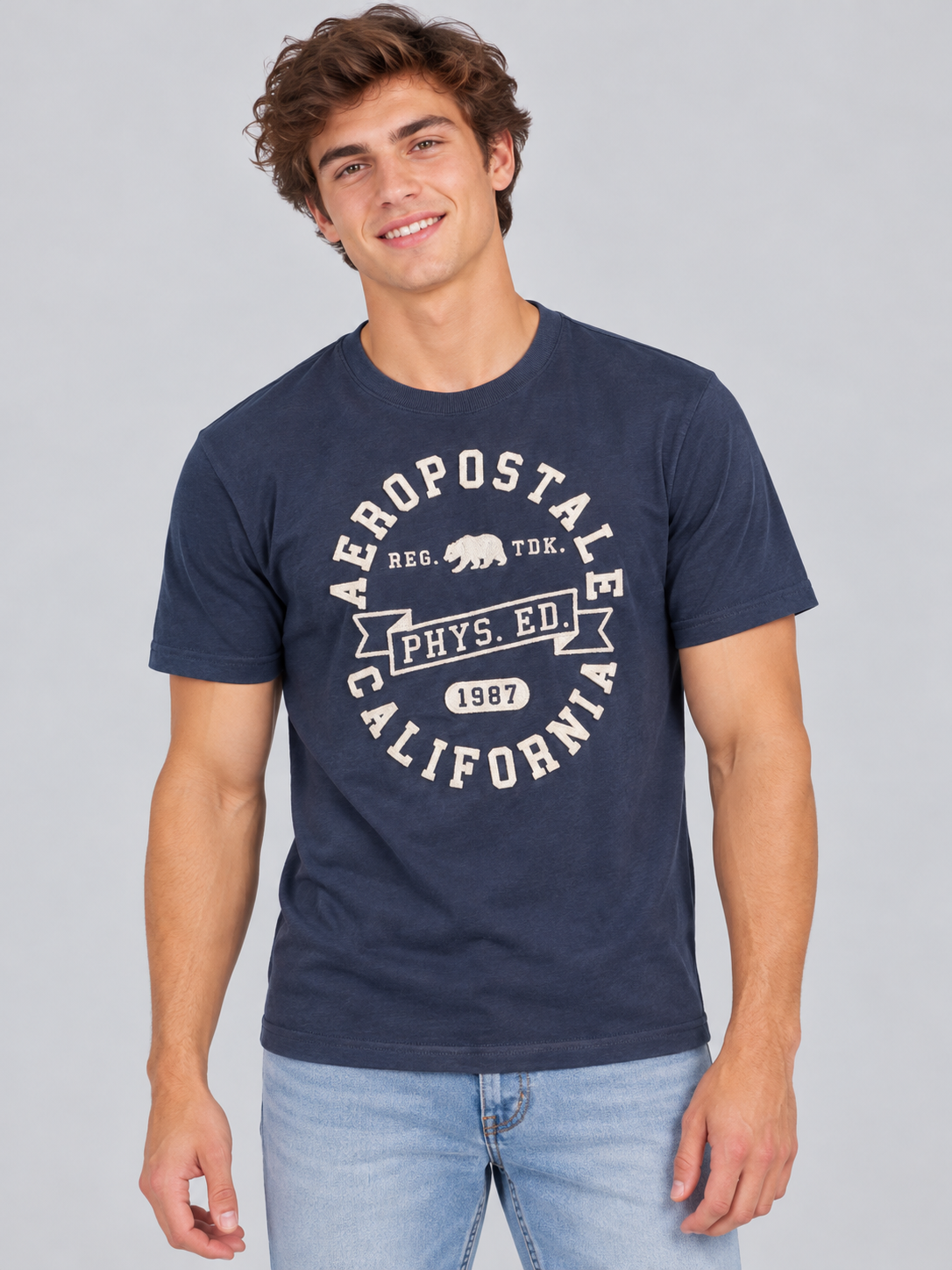 Camiseta Para Hombre Aero Level 2 Graphic Tees Cadet Navy 6249