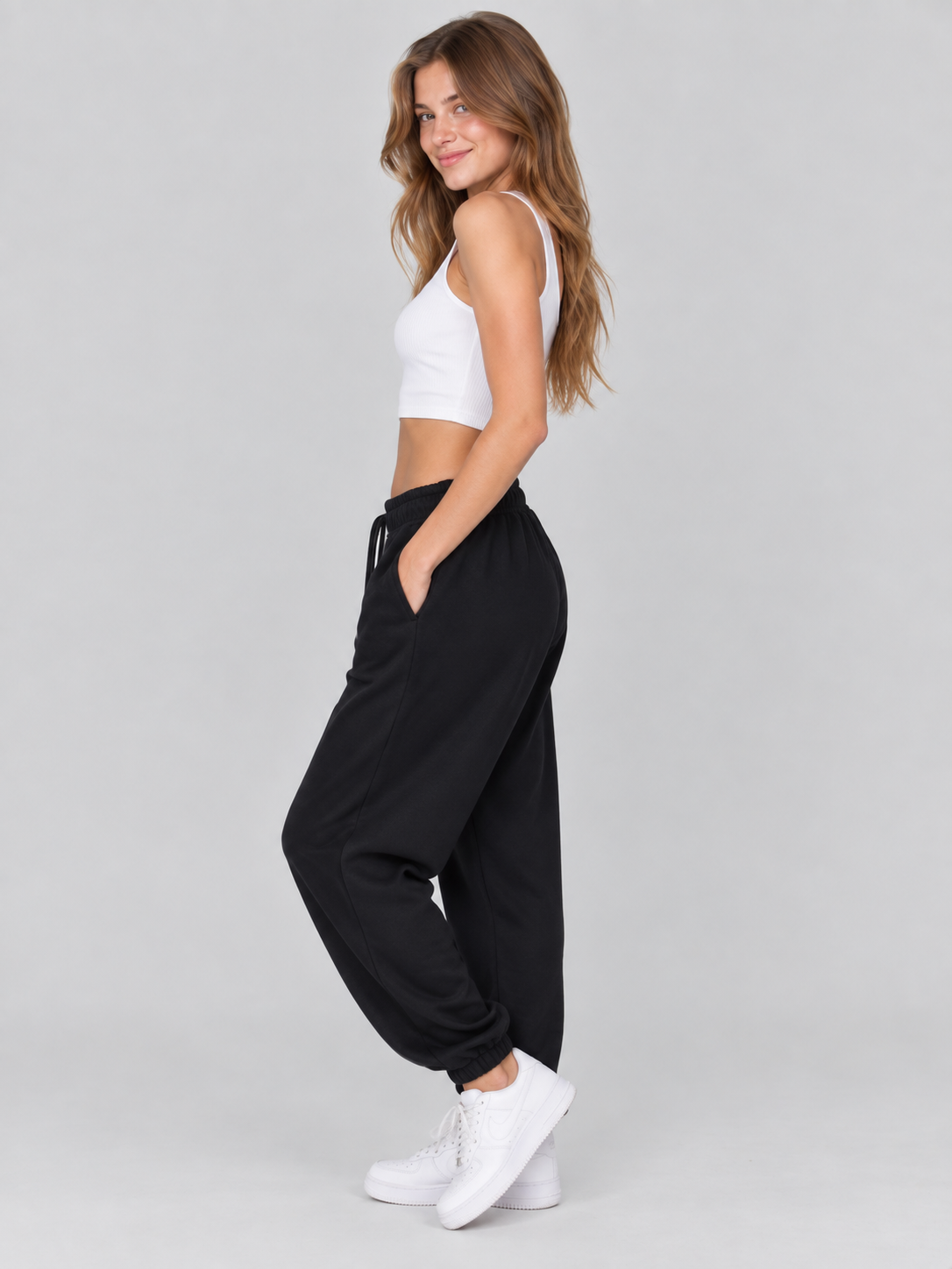 Jogger Para Mujer Aero Girls Knit Pants Dark Black 9448