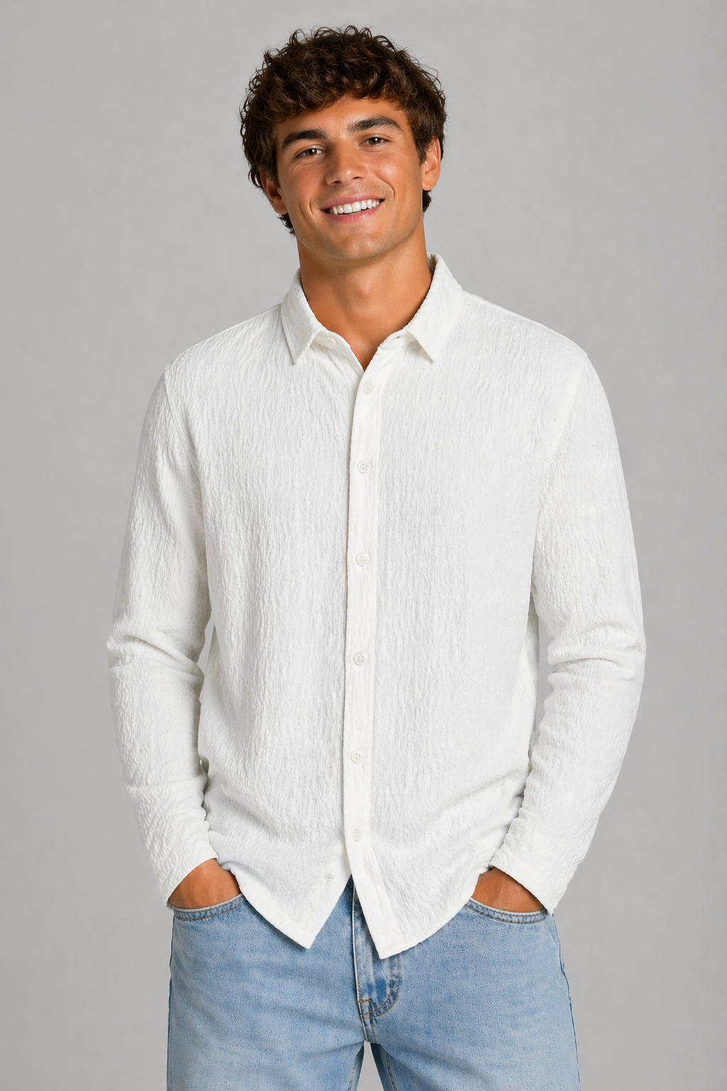 Camisa Para Hombre Aero Guys LS Woven Shirts Bleach 2268