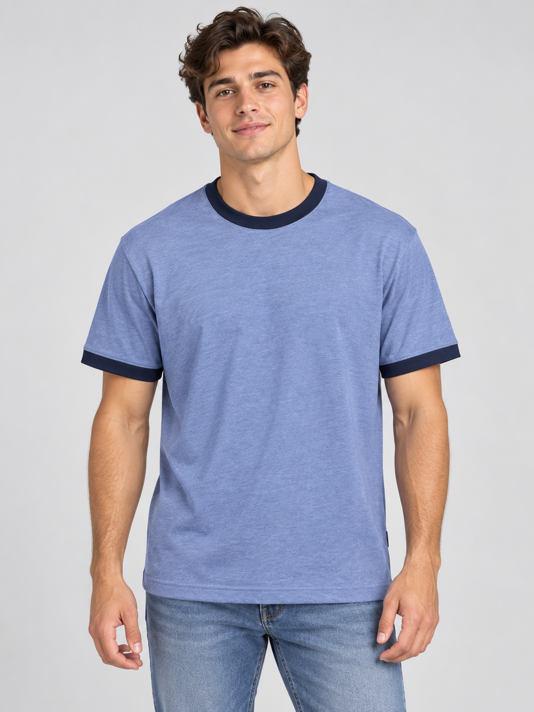 Camiseta Para Hombre Aero Bc Ss Knits Bijou Blue Relaxed 1597