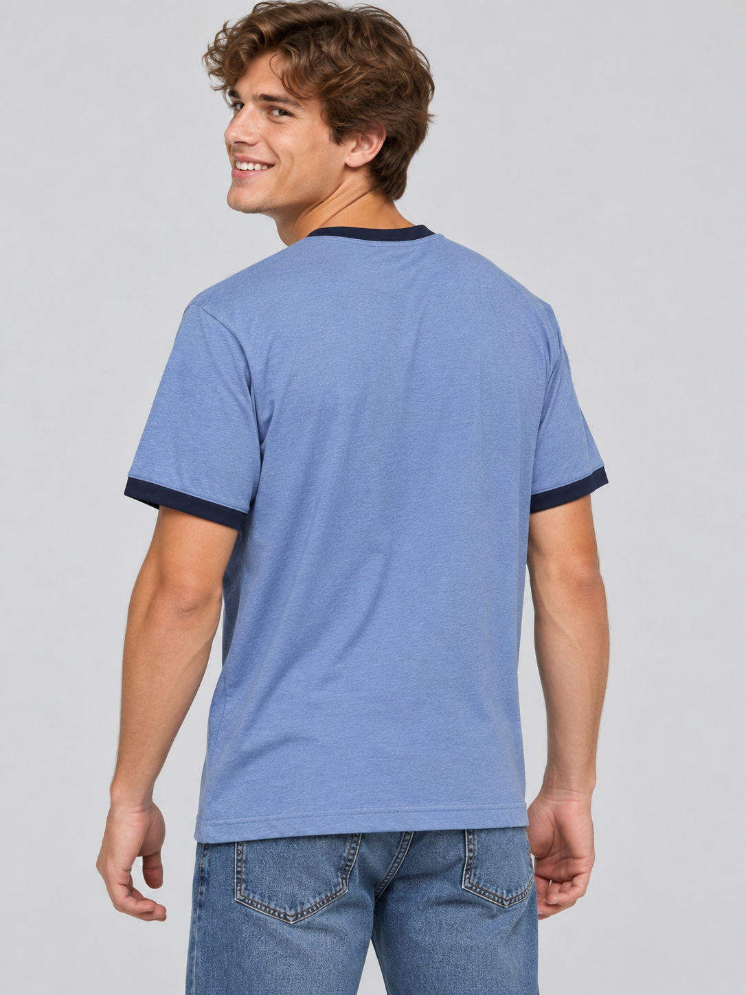 Camiseta Para Hombre Aero Bc Ss Knits Bijou Blue Relaxed 1597