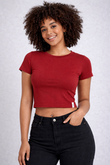 Camiseta para Mujer Aero Fashion Bare Solid Pomegranate Baby Tee 2232