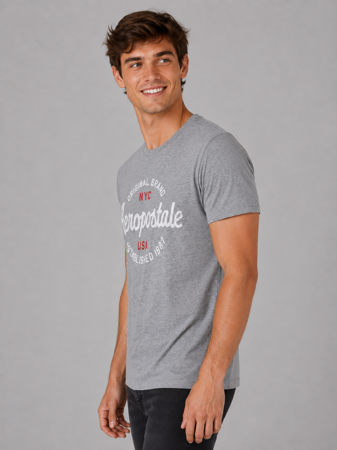 Camiseta Para Hombre Aero Level 1 Graphic Tees Light Heather Grey 7114