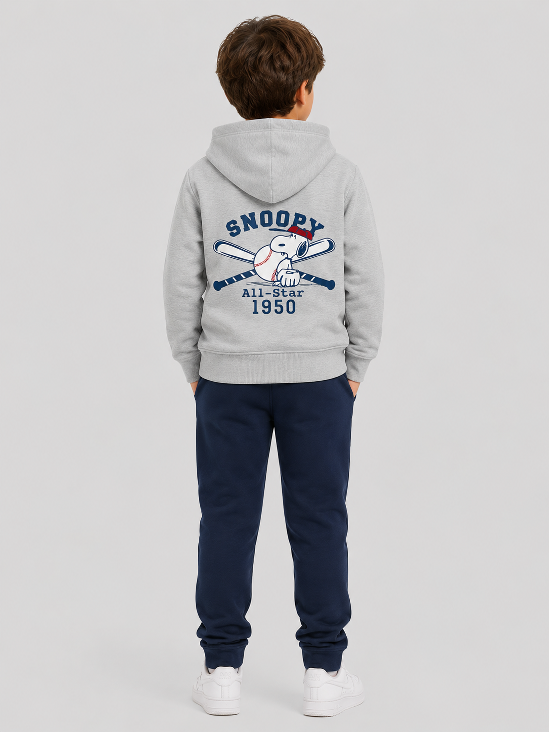 Buzo de manga larga Kids Aero B Zip Front Light Heather Grey PEANUTS304