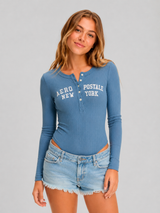Top Para Mujer Aero Girls LS Henley Suede Blue Body 7003