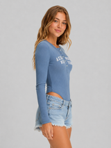 Top Para Mujer Aero Girls LS Henley Suede Blue Body 7003